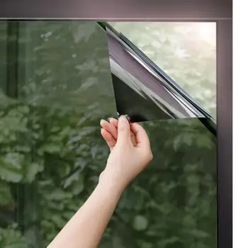 

50*100 Cm Black Reflective Mirror One Way Window Film Heat Control Privacy Sun Block Window Tint Self-adhesive Window Sticker