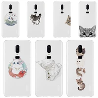 Cute Cat On White Phone Case For OnePlus 3T 5T 1+6 6T 7T 8T Pro Cover For One Plus Nord Shell Protection Fashion Customize Coque