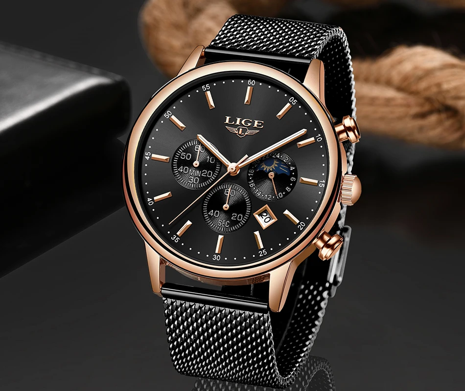 Relojes часы мужские s LIGE спортивные часы мужские модные бизнес Кварцевые часы полностью стальные водонепроницаемые золотые часы Relogio Masculino