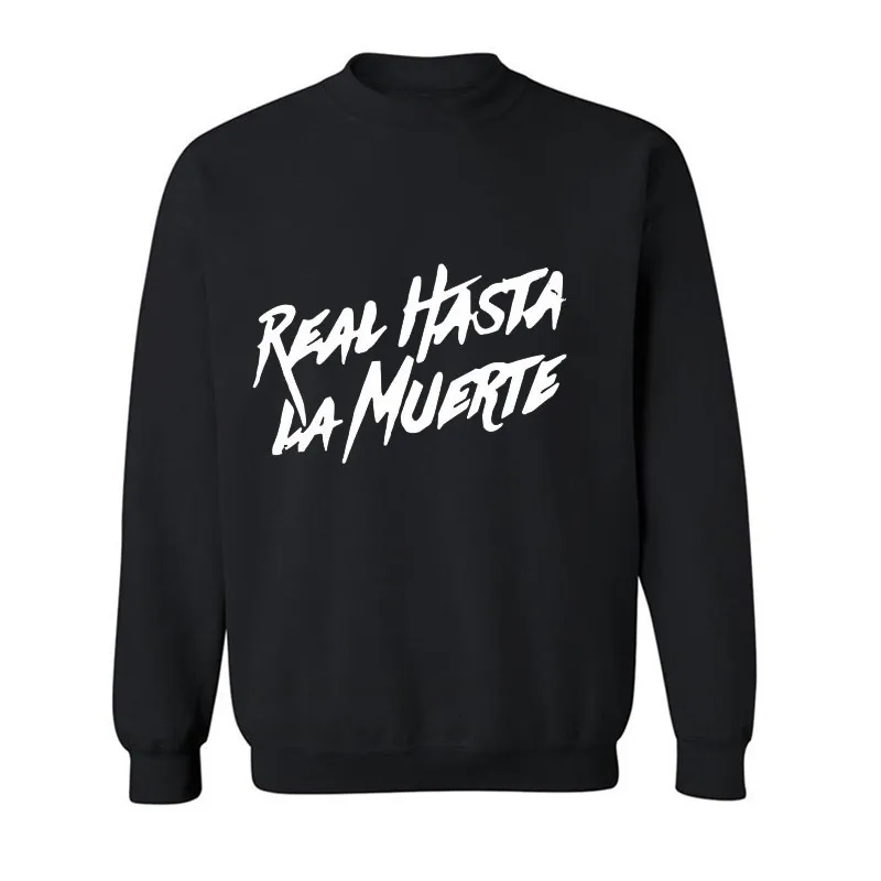 Black Anuel AA Album Real Hasta La Muerte толстовка с капюшоном для мужчин и женщин осень-зима с длинным рукавом флисовая Толстовка пуловер спортивный джемпер - Цвет: Black