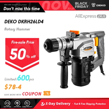 

DEKO DKRH26LD4/DKRH32LD5 Multifunctional Rotary Hammer with BMC and Accessories Electric Demolition Hammer Impact Drill