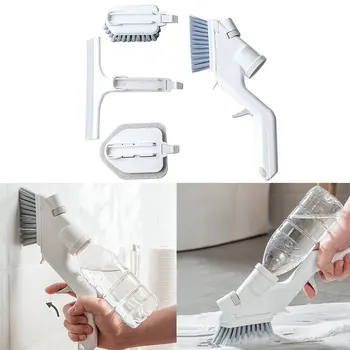 

4 in 1 Kitchen Spray Cleaning Brush Cooking Bench Cleaner Washing Wiper Removable Brush Head Window Glass Brush Cleaning Tools