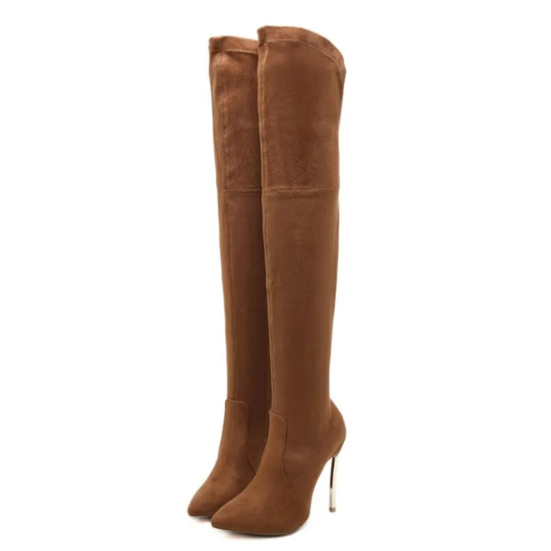 BBZAI New pattern Europe and America Superior quality Women's Boots 12cm Thin Heels Female money Pipe Dance botas mujer 34-42 43