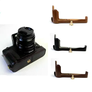 

PU Leather Camera Bag Case For Fujifilm FUJI XE3 X-E3 Battery Openning Half Body Cover Color Black Brown