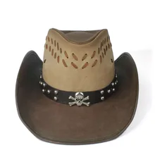 Кожаная мужская и женская западная ковбойская шляпа широкая шляпа уличная Sombrero Hombre Женская ковбойская шляпа