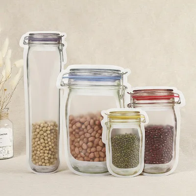 Уплотнение многоразового использования Mason Jar бутылки Органайзер Сумки пищевой контейнер на молнии сумки для хранения еды Органайзер Ziplock сумки Органайзер