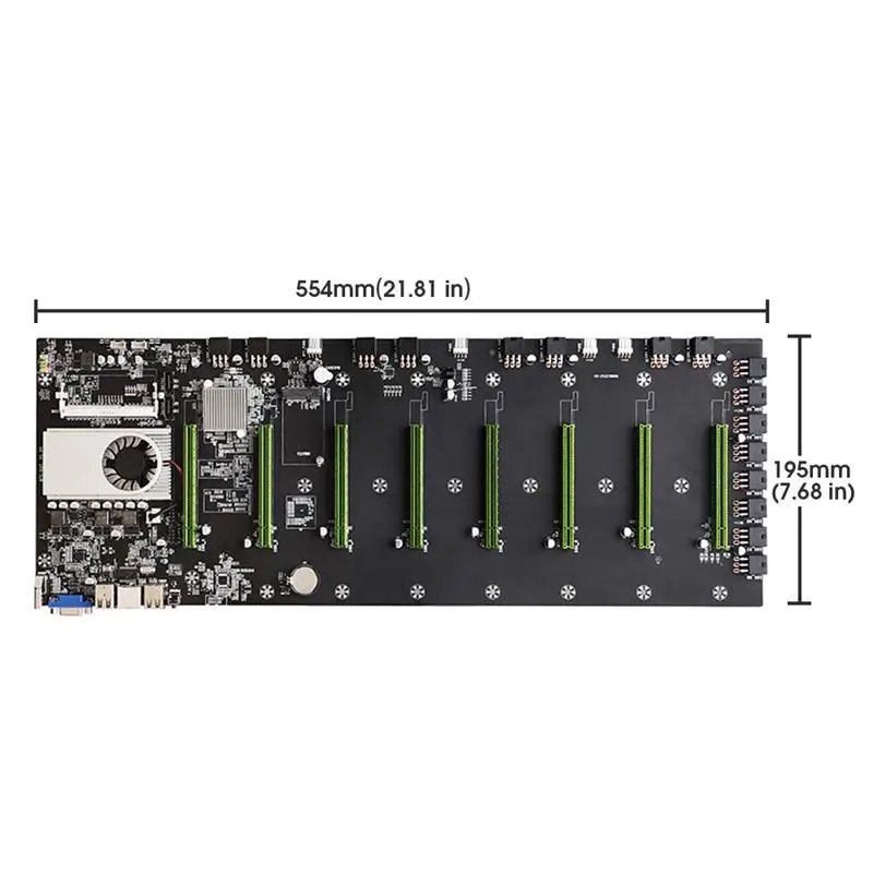 BTC-D37Riserless Mining Motherboard 8CPU Bitcoin Crypto Etherum Mining Set with 8GB DDR3 1600MHz RAM 128GB mSATA SSD Power Cable