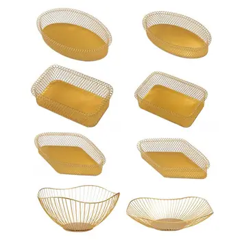 

Fruit Vegetable Metal Storage Basket Nordic Style Decorated Display Bowl Rack Dining Table Decoration
