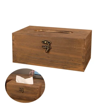 

1PC Simple Rustic Durable Vintage Wooden Practical Paper Holder Tissue Box Napkin Storage Container for Home