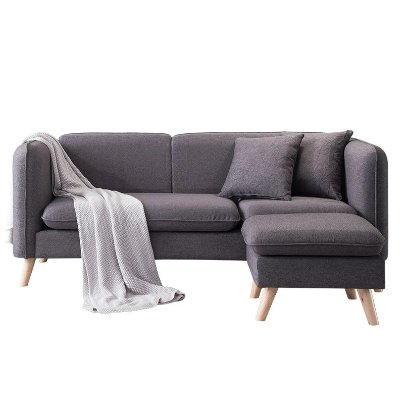 

Scandinavia Fabric 2.1m Small Apartment Sofa Apartment Living Room Furniture Two Seater Three Seater Solid Wood Sponge Sofa Bed