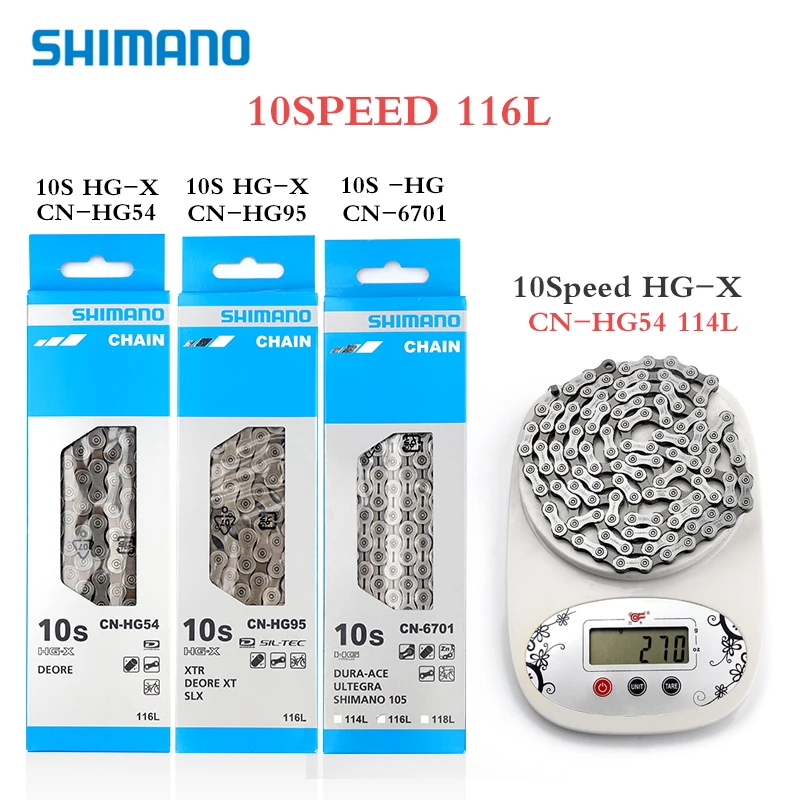 SHIMANO 10 Скорость цепи HG54 HG95 CN 4601 6701 MTB дорожный велосипед KMC X10/X10EPT/X10EL/X10L/X10SL DLC 114/116L