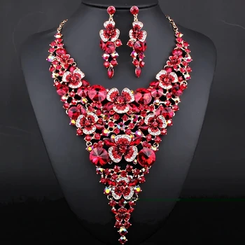 

New Wedding jewelry Sets Full Austrian Crystal Necklace Earrings Bracelet Ring Sets For Women Bridal & Party Jewelry Sets TY07