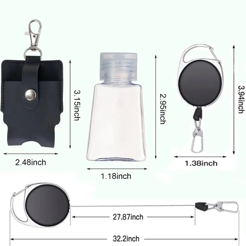 EASYANT Hand Sanitizer Leather Bottle Portable Set Flip Cap Personal Care with Touch Free Door Opener Key Ring