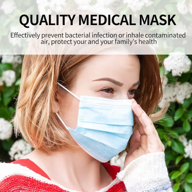 

Blocks small germs from entering the gas-proof mouth Disposable medical masks 3 layers of filtering protection 50/100 pieces