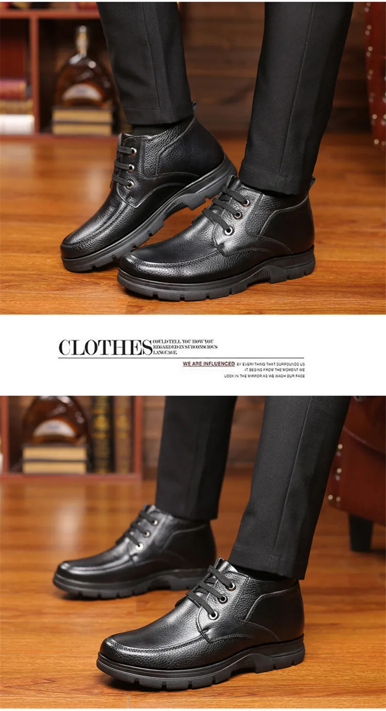 38-48 boots winter Non-Slip warm Comfortable Genuine Leather shoes men winter#H10861