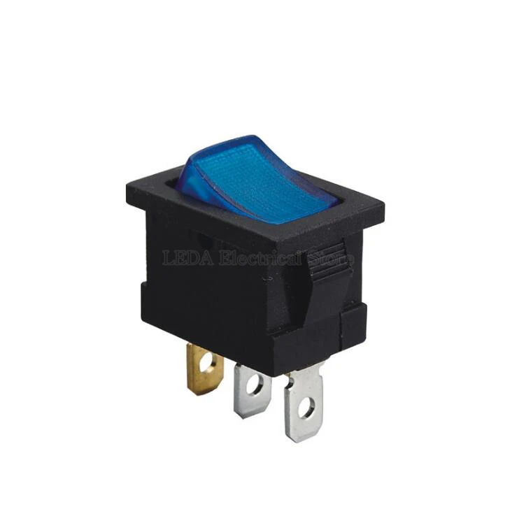 

2Pcs KCD1-102 N 21*15 mm AC 6A/250V 10A/125V 3 Pin 2 Position Boat Rocker Switch ON-OFF Switch Blue 21x15mm