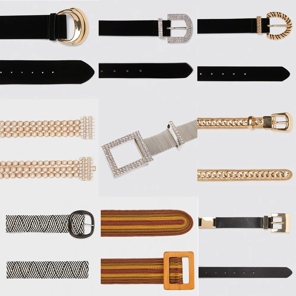 

Miwens ZA 38 Type Metal Black Leather Belts Chains For Women 2019 Luxury Bling Crystal Belly Chain Fashion Handmade Body Jewelry