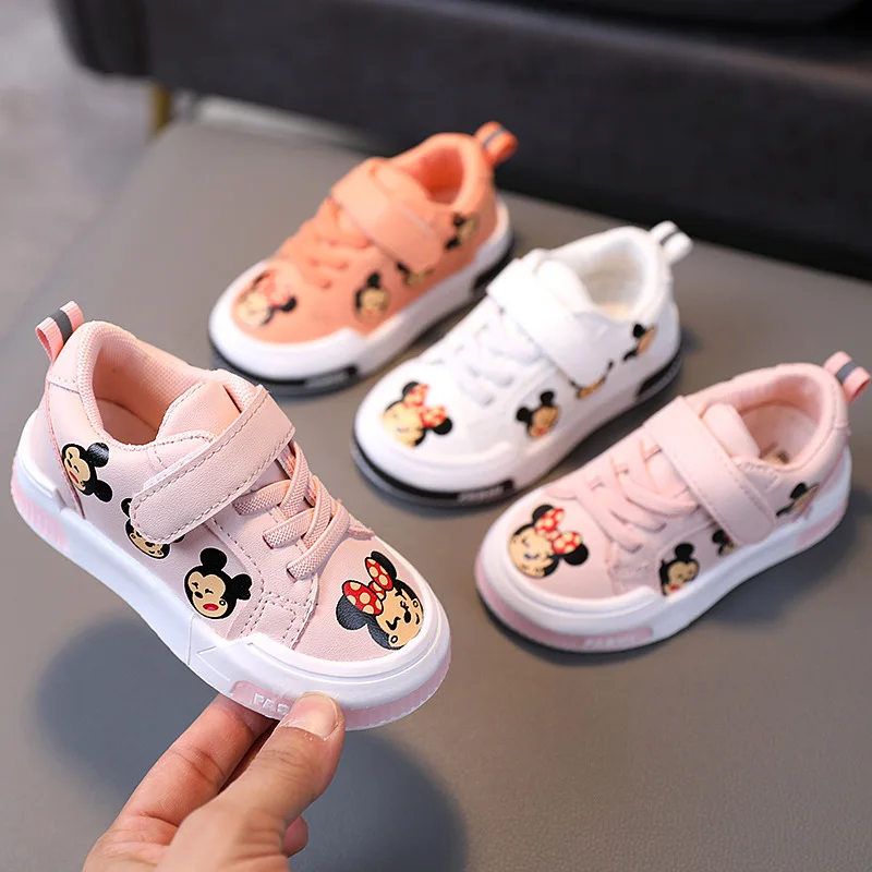 Disney autumn Minnie Mickey casual shoes fashion girl baby breathable soft sole children's sneakers