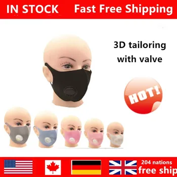 

50 pcs In Stock Ice Silk Designer Protective Cycling Face Masks With Valve PM 2.5 Summer Anti Dust Free Ship Mouth Masks