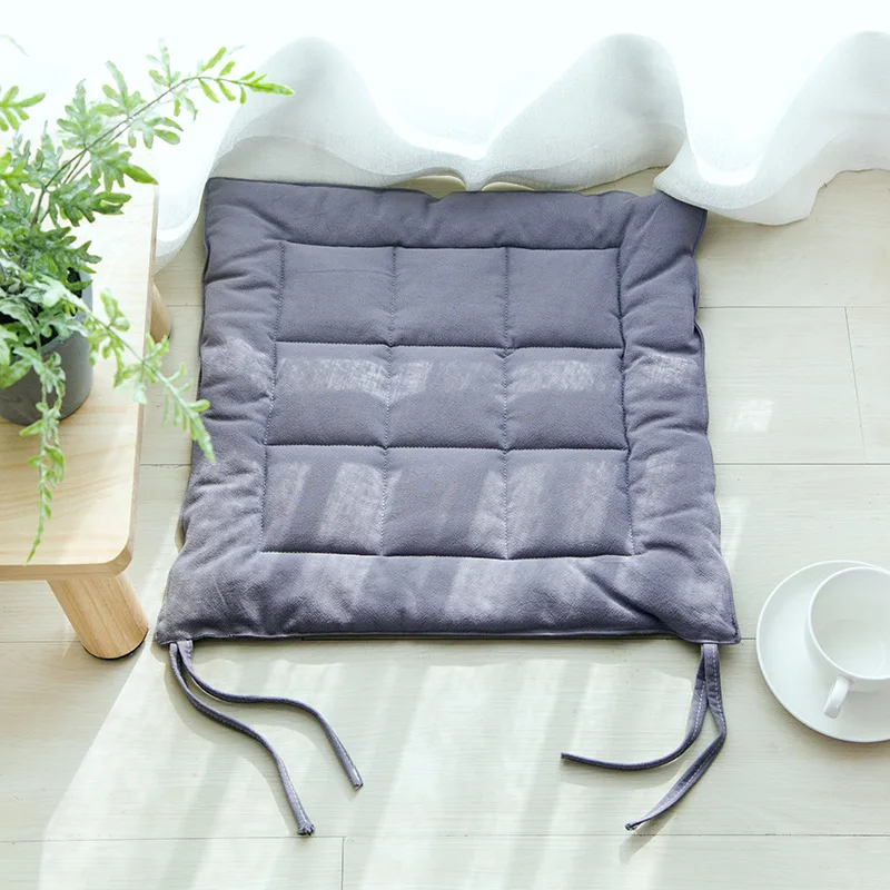 Grey-Solid color Linen Japan Style Seat Cushion Home Kitchen Dining Chair Office Breathable Pad Decorative Tatami Sitting Floor Pillow Padding - Цвет: Grey-Solid color
