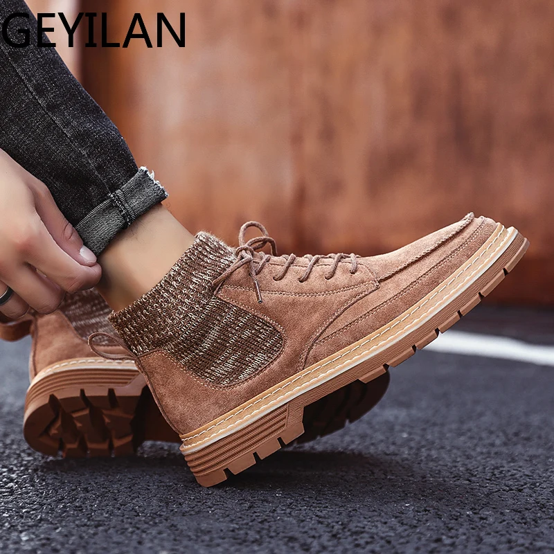 

New Fashion outdoor Winter Men Shoes Fashion Male Lace Up Warm Ankle Boots Men British style Shoes Men Pig Leather Boots