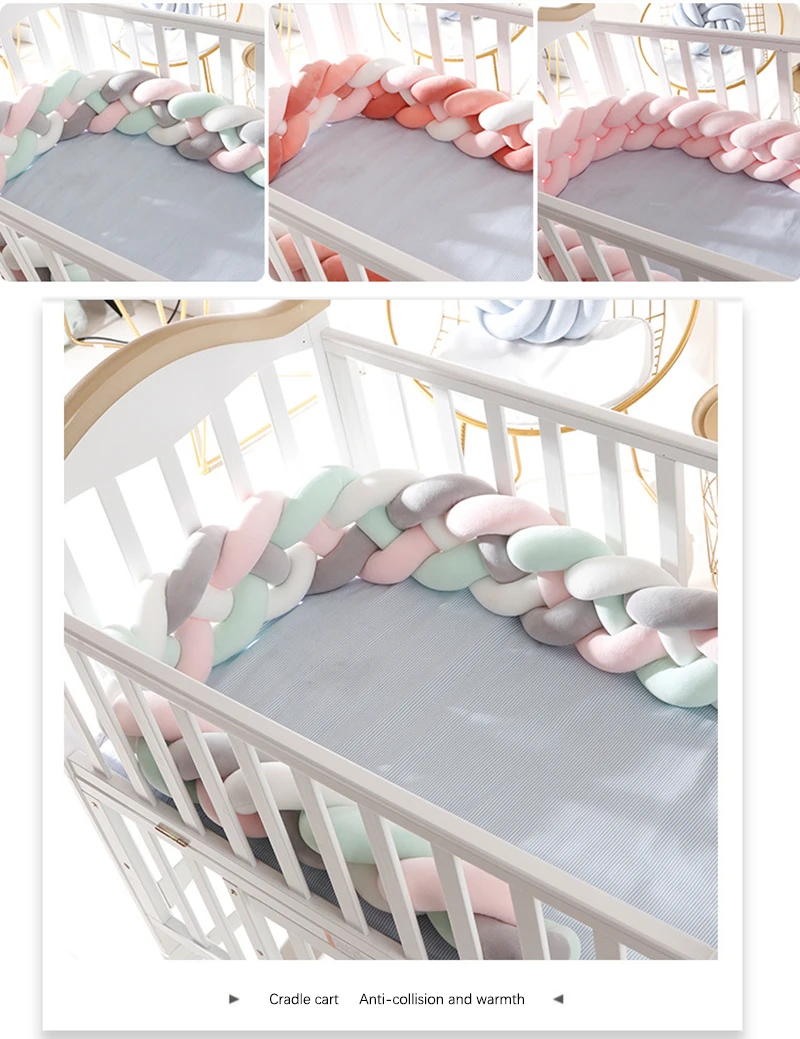 Cerco do Berço Cerca de Proteção Tira da Torção Cama do Bebê Decorativa Cama Tecelagem Travesseiro Crianças Acessórios Pára-choques 2m nó 7 2m cerco do berço cerca de proteção