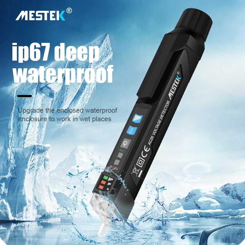 MESTEK Бесконтактный детектор напряжения переменного тока тестер Измеритель 12 в 1000
