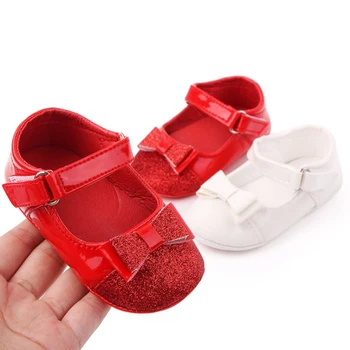 

Newborn Baby PU Leather Baby Girl Baby Cute knot Shoes Soft Soled Non-slip Footwear Crib Shoes