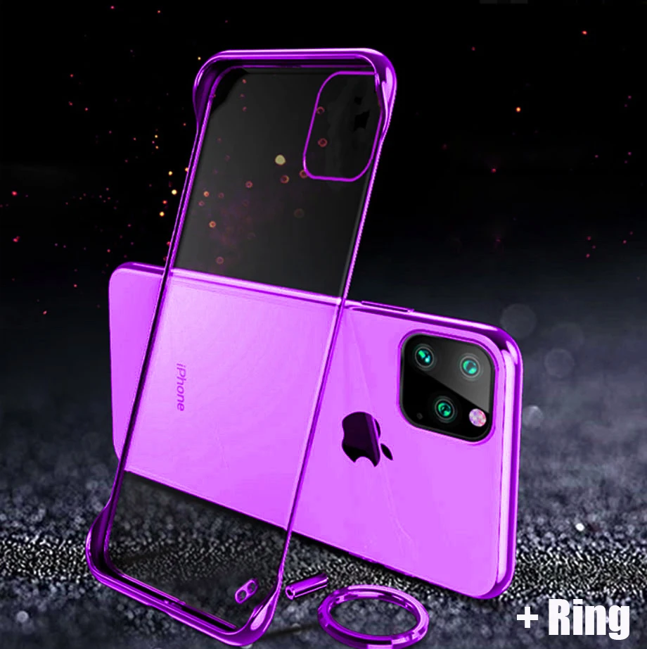 Для iPhone 11 Pro Max X XS Max XR 7 8 Plus 6 6s Plus Мода 6,1 5,8 6,5 покрытие прозрачное бескаркасное жесткое кольцо для ПК - Цвет: ZPurple