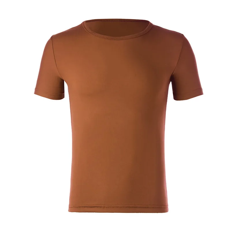 Brown Pui men tiua новая мужская футболка из полиэстера белая мужская футболка Летняя с коротким рукавом размера плюс Мужская футболка черный Топ Футболка тонкая рубашка - Цвет: Brown