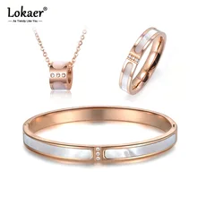 Jewelry Steel Lokaer Bangles Necklace-Rings Bridal-Sets Wedding-Bands Crystal Women Titanium