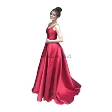 Красное Королевское синее платье для выпускного вечера атласное ТРАПЕЦИЕВИДНОЕ длинное платье для женщин длина до пола официальное Вечернее Платье vestidos De Fiesta De Noche