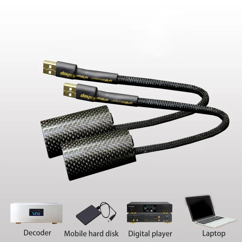 1pc High Quality Usb Carbon Fiber Filter Cable Wire Filter Purifier