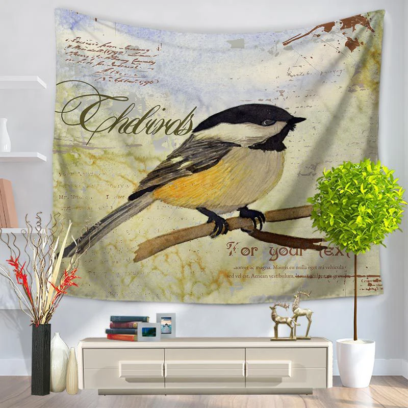 Bird Flower Tapestry Wall Hanging Psychedelic Birds Wall Tapestry Bohemian Mandala Hippie Tapestry for Bedroom