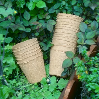 

100pcs Nursery Plates Seedling Starter Trays Biodegradable Paper Pulp Pots Suitable Size Planting and Seedling Raising