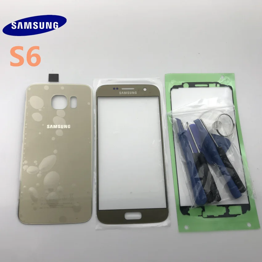 samsung Galaxy S6, G920, S6 edge, G925, S6 plus, G928, Задняя стеклянная крышка, задняя крышка, крышка батареи, дверь+ передняя стеклянная линза, запчасти+ инструмент