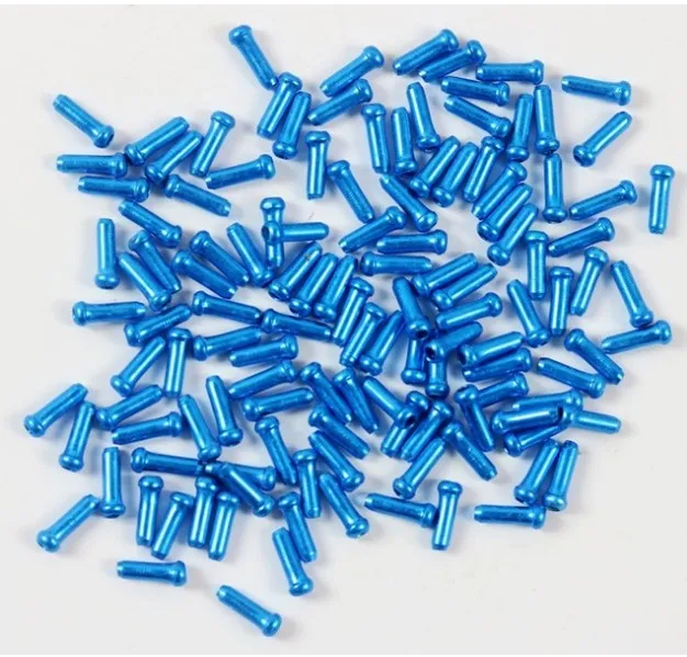 blue 100pcs 100 шт./заглушка для велосипедного кабеля, алюминиевый сплав, подходит для передачи рычага переключения тормозов, внутренней головки кабеля, обжимной инструмент - Цвет: blue 100pcs