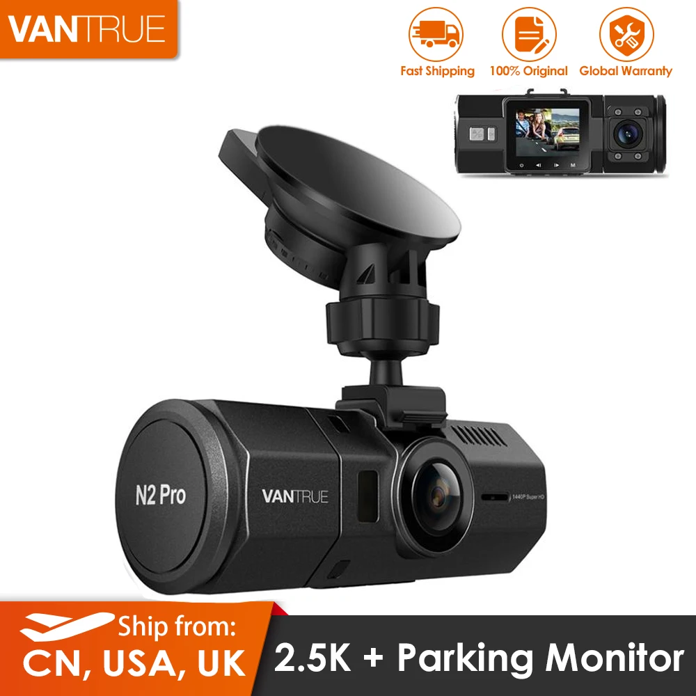 US $189.99 Vantrue N2 Pro Dash Camera 1440P Dash Cam Front and Cabin Dual 1080P Car DVR Vehicle Video RecorderIR Night VisionParking Mode