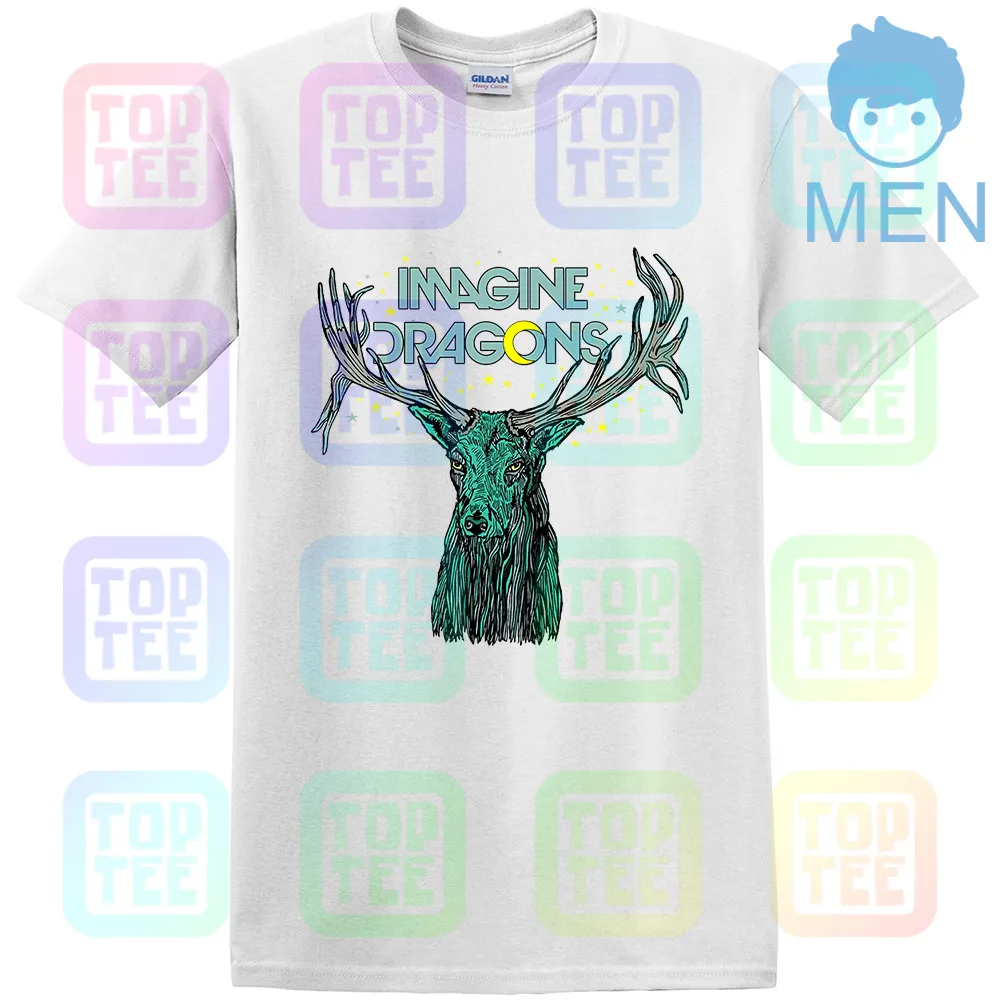 IMAGINE Dragon Elk In Stars Мужская футболка унисекс Официальный Лицензированный Merch - Цвет: MEN-WHITE