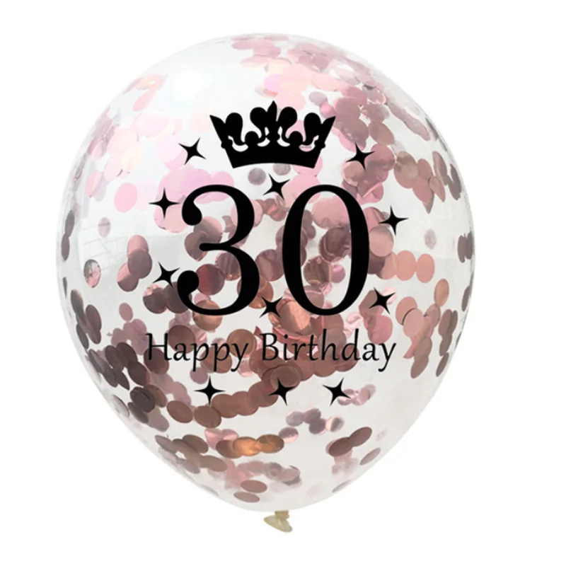 5 шт. 12 дюймов конфетти шары из латекса золотые черные воздушные шары на день рождения 18 21 30 40 50 лет юбилей Свадебные украшения