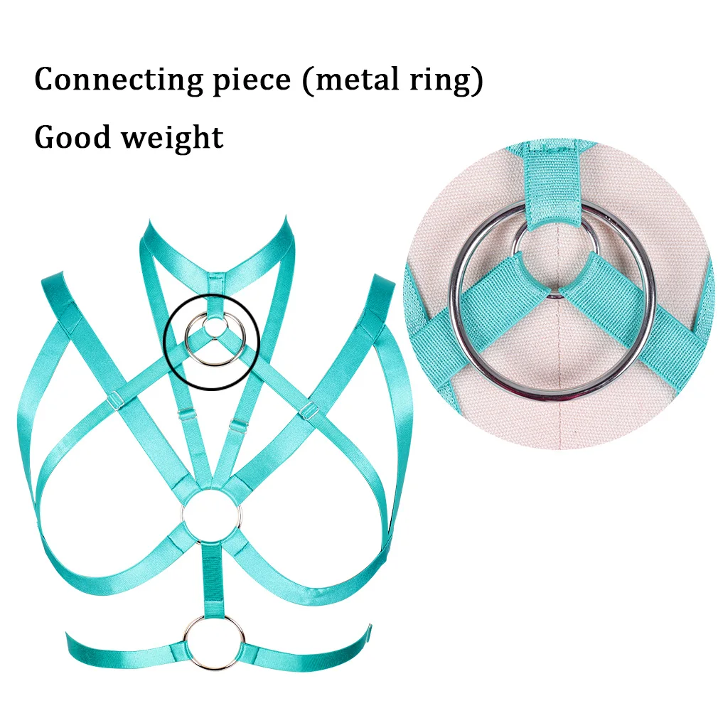Bra Top Bondage Harness Plus Size Rave Wear Elastic Adjust Strap Body Harness Sexy Hollow Out Crop Lingerie Cup with Choker