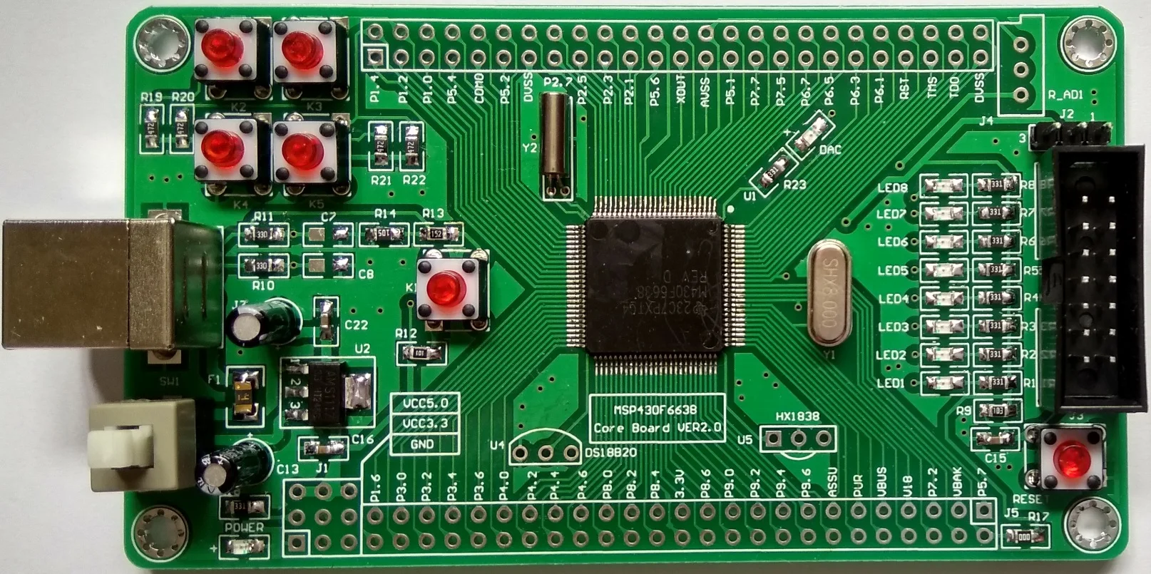 Материнская плата USB MSP430F6638 минимальная системная макетная Программирование |