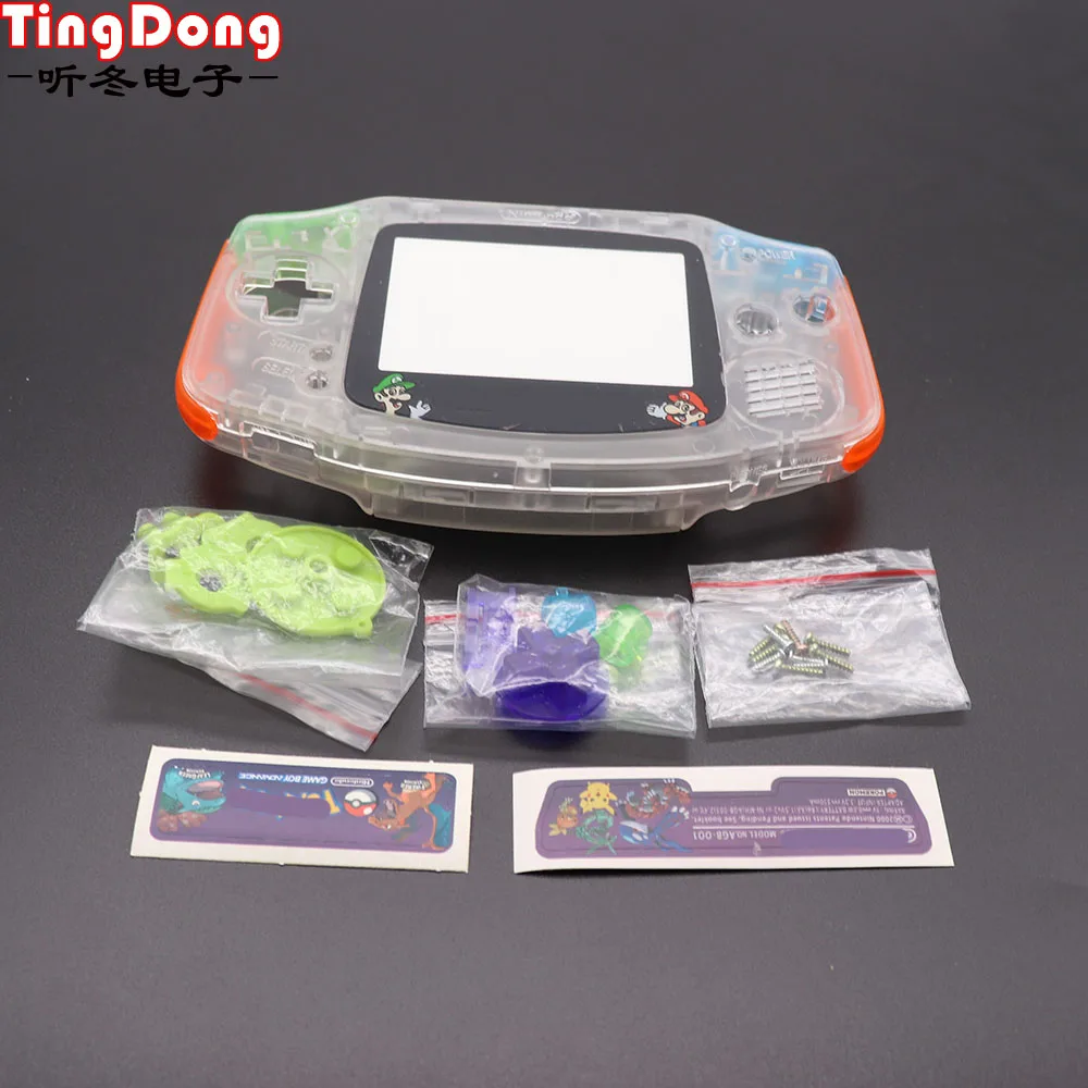 Прозрачный корпус для Gameboy Advance GBA Сменный Чехол со стеклянным экраном и цветными
