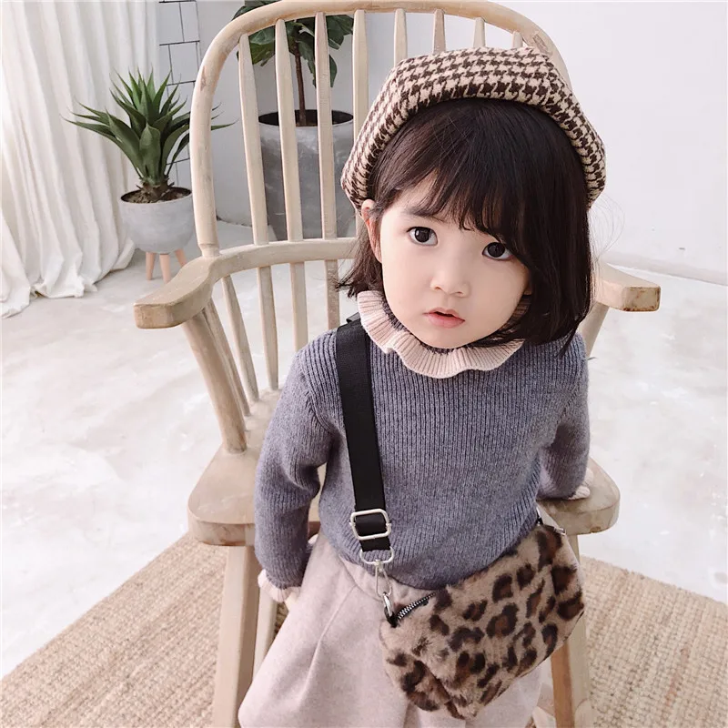 

You gato negro mi 2019 Winter New Style Girls Princess Style High Collar Frilled Sweet CHILDREN'S Sweater