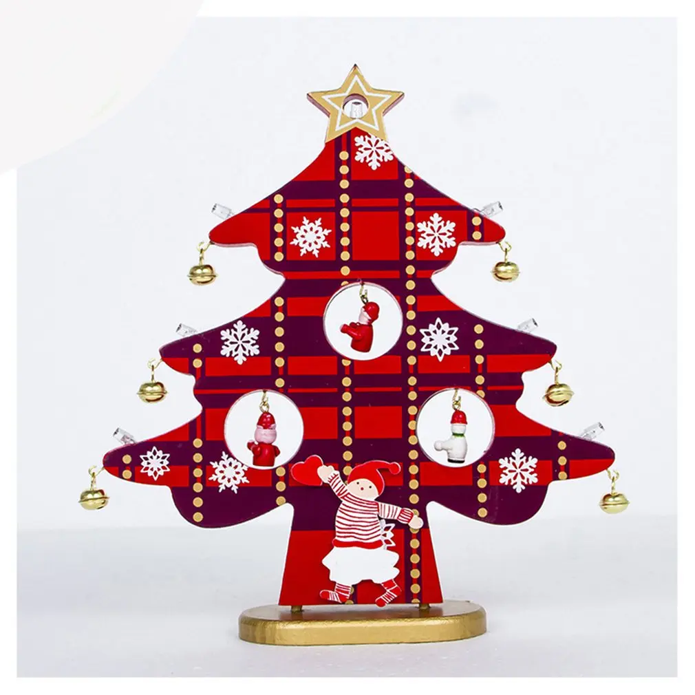 

Wooden Lighting Christmas Tree Ornaments Santa Claus Snowman Bells Light Christmas Desktop Decoration