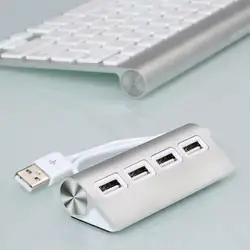 Hub USB 4 ports Premium en aluminium avec câble blindé de 11 pouces pour iMac MacBook PC 