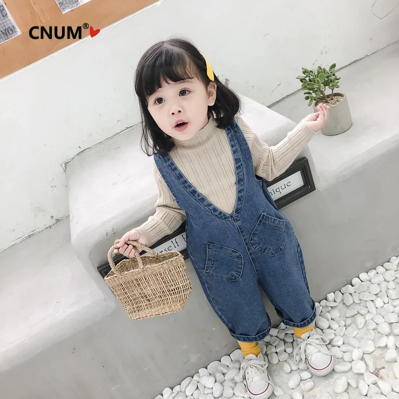CNUM, модный джинсовый комбинезон для маленьких девочек, комбинезоны, детские костюмы, осенняя одежда