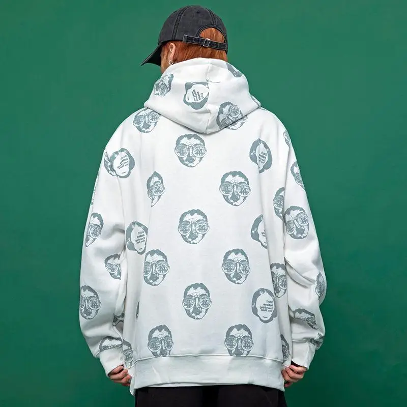 Осень-зима, толстовки с принтом лица в стиле хип-хоп, хлопковая одежда Tyga Sudadera Hombre Kanji