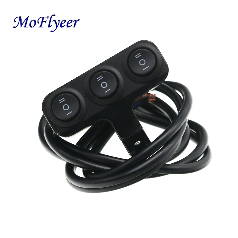 

MoFlyeer Motorcycle Modified Aluminum Alloy Three press 12V Three Gear Black Switch Headlights Spotlights Light Switches