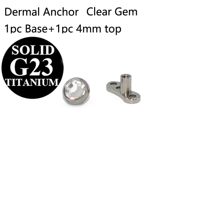 G23 Titanium Micro Dermal Anchor Skin Diver Flat CZ Gem Fashion Dermal Piercings Surface Piercing Stud Body Piercing Jewelry
